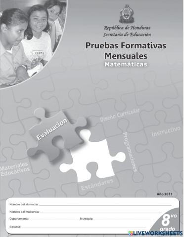 Prueba formativa Math- 8avo- Octubre y nov