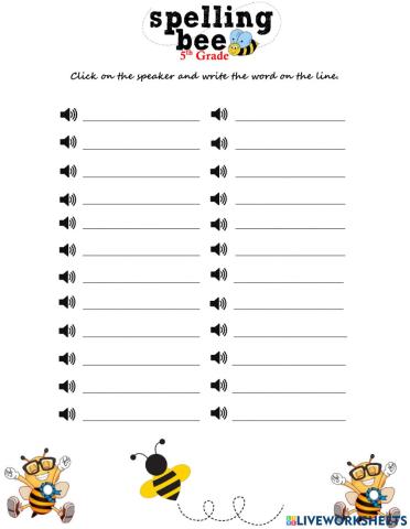 Spelling quiz  for contest