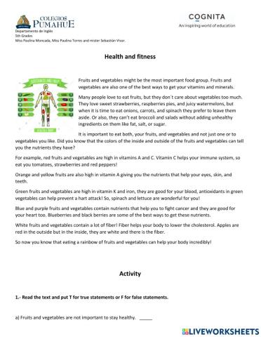 Healthy fruits and vegetables