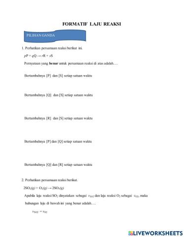 Formatif laju reaksi