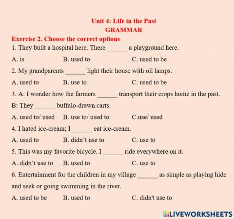 Unit 4 - Exercise 2 (Grammar)