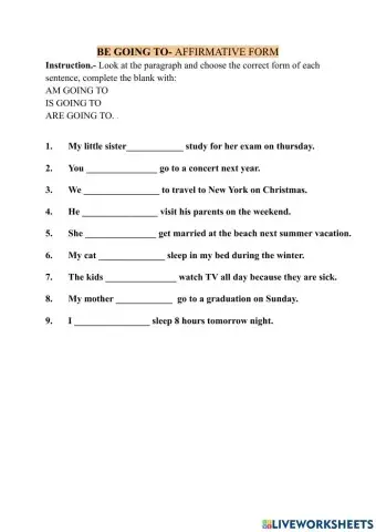 BE GOING TO- affirmative