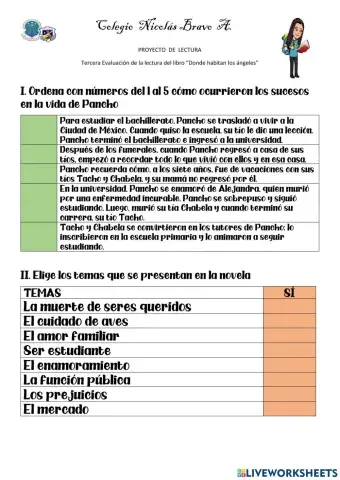 Actividades del libro donde habitan los ángeles