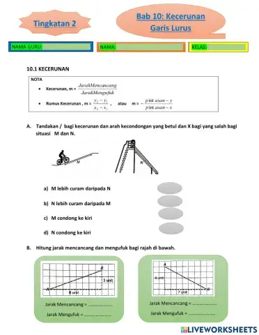 Bab 10 kecerunan garis lurus matematik tingkatan 2