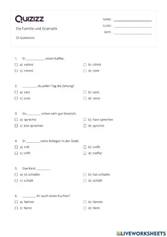 Die Familie und Gramatik