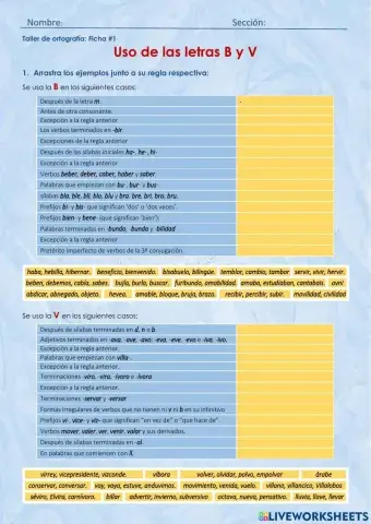 Uso de las letras B y V