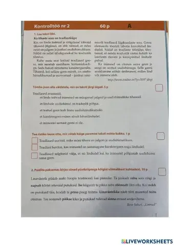 Eesti keele kontrolltöö