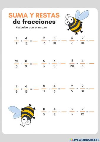 Suma y resta de fracciones