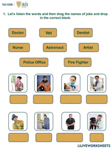 Sunny-worksheet about jobs for kindergarten