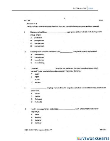 Ujian objektif tatabahasa