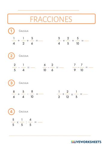 Operaciones fracciones