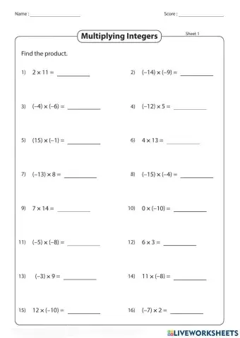 Multiplying Integers