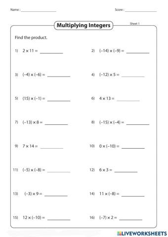 Multiplying Integers