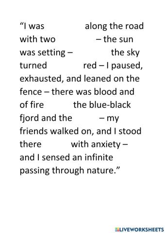 EDVARD MUCH THE SCREAM - Cloze