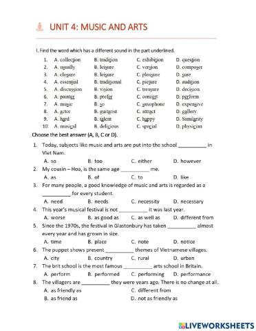 Unit 4- music and arts