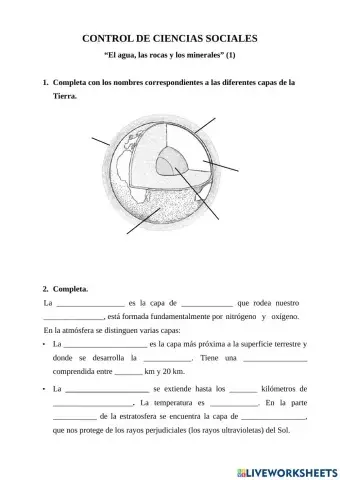 CONTROL DE CIENCIAS SOCIALES “El agua, las rocas y los minerales” (1)