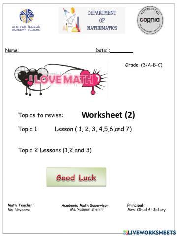 Revision worksheet 2