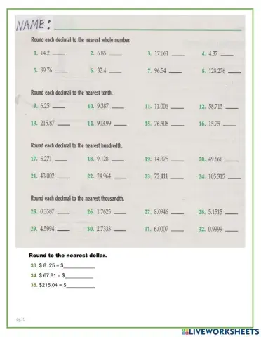 Rounding Decimals