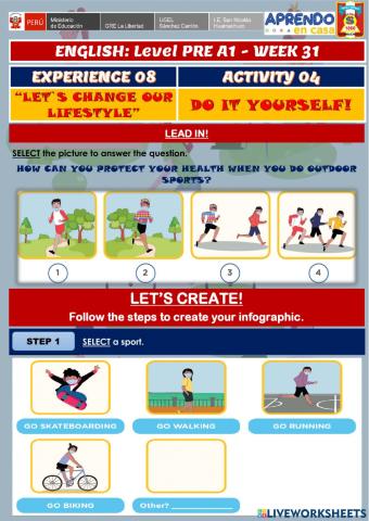 Week 30 - ENGLISH PRE A1 - Experience 8 - Activity 4. Do it yourself