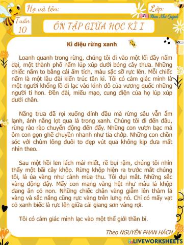Tiếng Việt 5 - Ôn tập giữa học kì I (Đề 2)