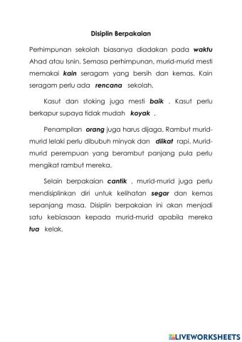 Disiplin Berpakaian : Membetulkan Kesalahan Perkataan