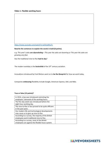 Video worksheet: Flexible Working