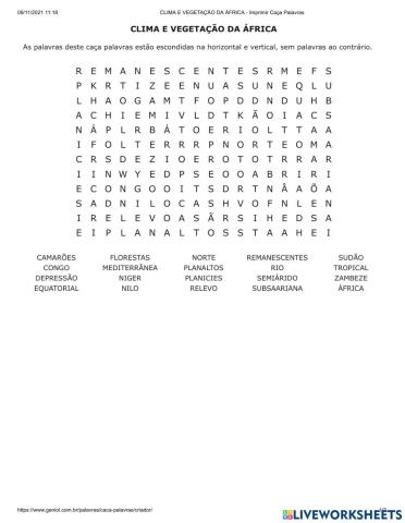 Clima e vegetação da áfrica