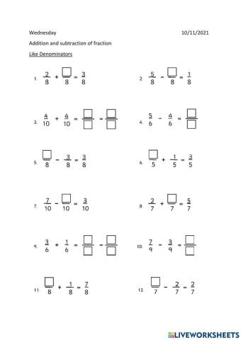 Fraction addition and subtraction
