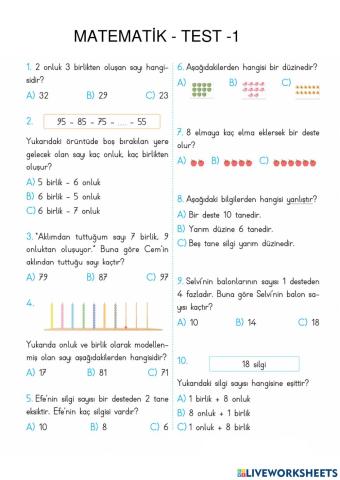 Matematik Test -1