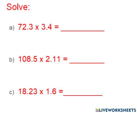 Multiplication of decimals