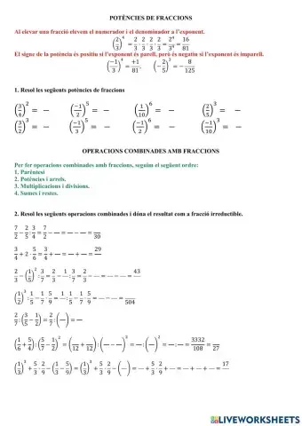 Operacions combinades amb fraccions