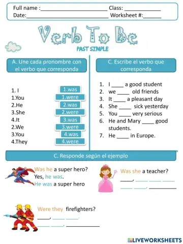 Verb to be in past simple and past continuos