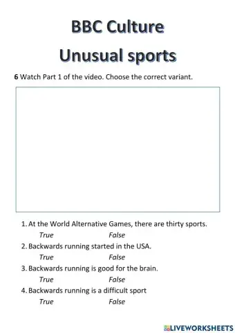 Wider World 2 - Unit 6 - BBC Culture - Unusual sports (listening)