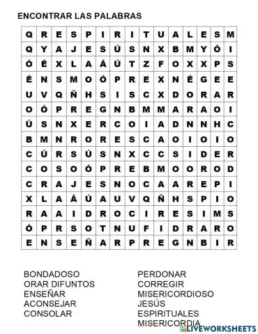 Sopa de letras Obra Misericordia