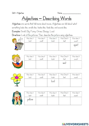 Adjective describing words