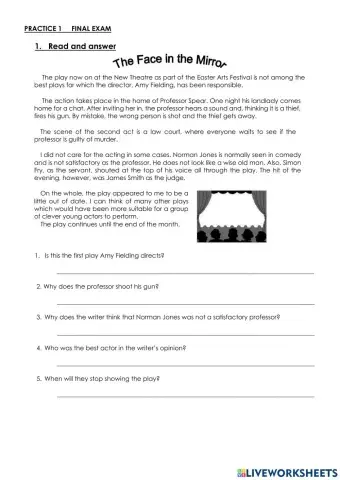 MFR fe reading 1 practice