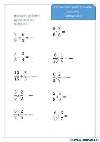 Operaciones con fracciones