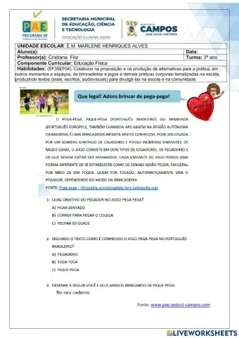 Brincadeira Pega - Pega