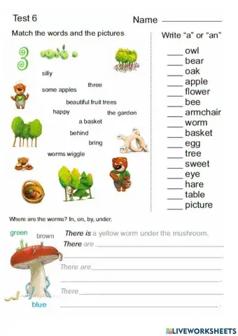 Clumsy. Test 6. Mushrooms and worms