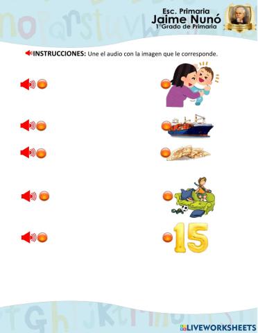 Une el audio con la imagen correspondiente Silaba Que y Qui
