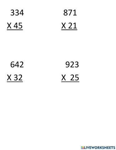 Multiplying 3 Digits by 2 Digits