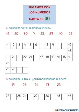 Números hasta el 30