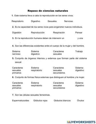 Repaso de ciencias naturales