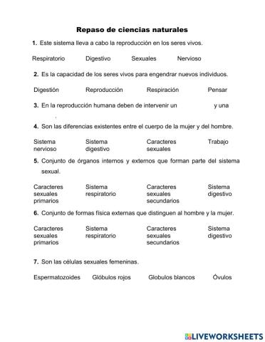 Repaso de ciencias naturales
