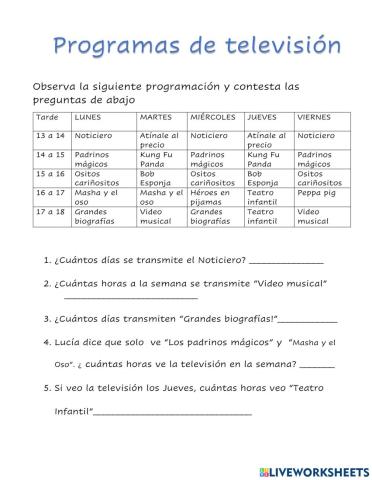 Programas de televisión