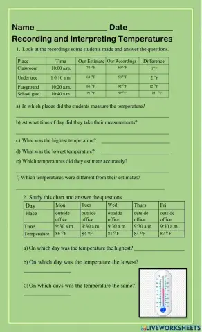 Recording and Interpreting Temperatures