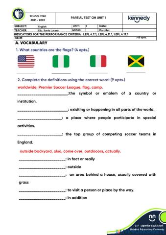 Partial Test on Unit 1