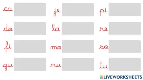 Sílabas em letra cursiva