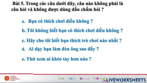LTVC: Luyện tập về câu hỏi