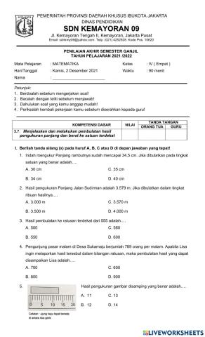 Pas matematika kd 3.7 semester ganjil 2021-2022